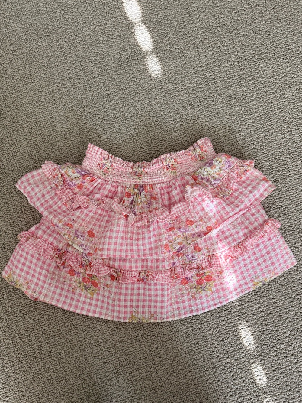 LoveShackFancy Girls Ruffle Floral Skirt in Perfect Condition